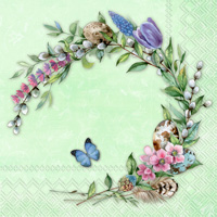 Floris Wreath Lunch Napkin mint