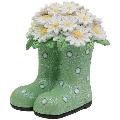 Polka Dot Green Boots With Daisies