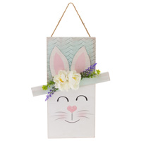 Happy Floral Bunny Head Sign