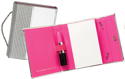 The MET Purse Notepad with Lipstick Pen Silver