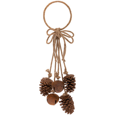 Rusty Bells & Pinecones Door Decoration