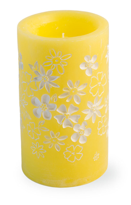 Yellow Floral LED Candle