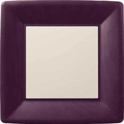 Classic Linen Aubergine Dinner Paper Plates