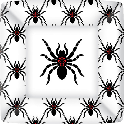 Rosanne Beck Black Spiders Square Paper Dinner Plates