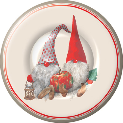 Friendly Tomte Red Round Paper Dessert Plates