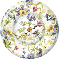 Packed Flowers Round Paper Dessert Plate