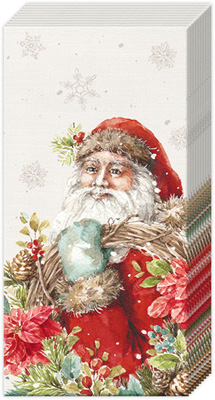 Santa's Wreath Pocket Tissue cream