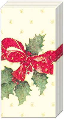 Christmas Bow Cream Pocket Tissues