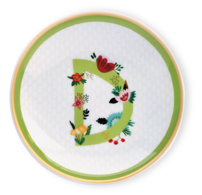 Rosanne Beck Floral Monogram D Accent Dish