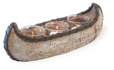 By the Lake Lodge Canoe Candle Holder