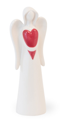 Alabaster Angel with Red Heart Small