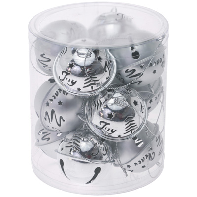 Silver Christmas Bell Ornaments (set of 12)