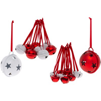 Red & White Bell Ornaments (set of 20)