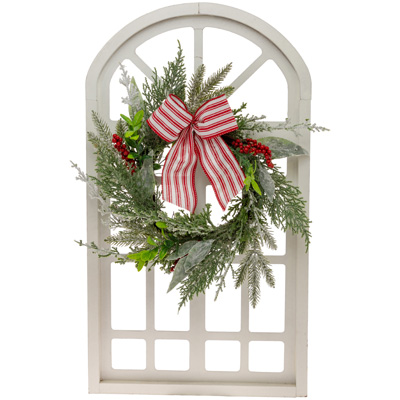 Holiday Wreath In Window