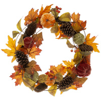 Velvet Pumpkin Autumn Wreath