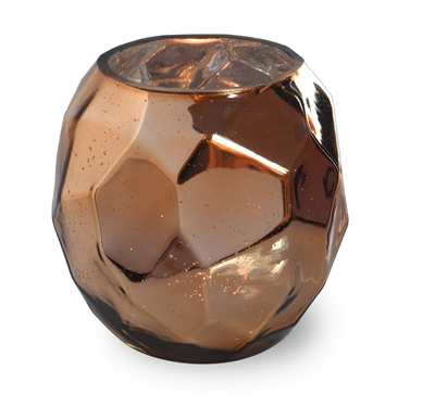Copper Faceted Glass Tealight Holder Large