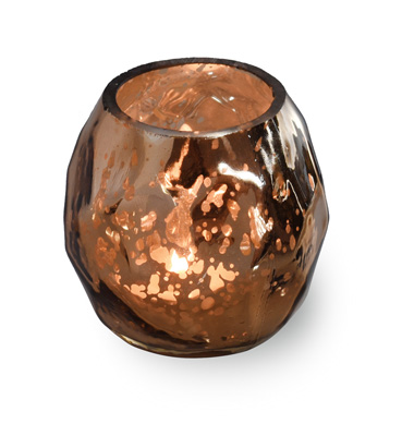 Copper Faceted Glass Tealight Holder Medium