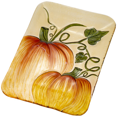 Pumpkin Pair Rectangle Glass Plate