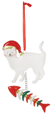 Pet Ornament Cat & Fishbones