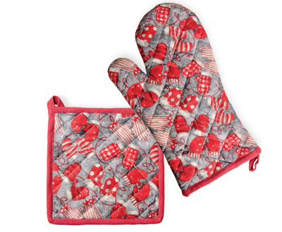 Mittens Grey Pot Holder & Oven Mitt Set