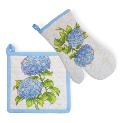 Blue Heirloom Oven Mitt & Pot Holder Set