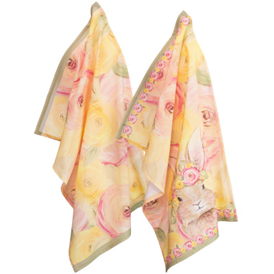 Bunny Flower Crown Tea Towels (Set of 2)