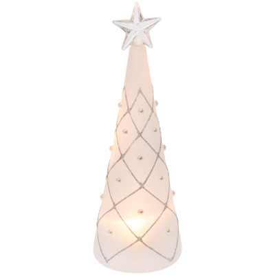 Medium LED Pearl Tree White & Silver