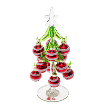 Ornament Tree Red White Stripe