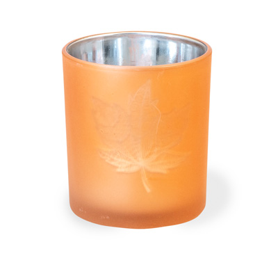 Copper Glass Leaf Tealight Holder Small