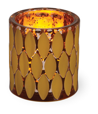 Indian Summer Glass Tealight Holder Amber/Copper