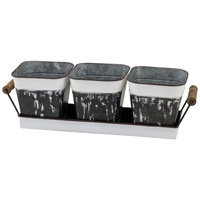 Aged Rect Black and White Planter (set of 4)