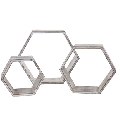 White Hexagon Nesting Shelves (Set of 3)