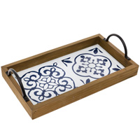 Framed Blue & White Tray