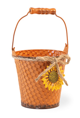 Basketweave Orange Pail