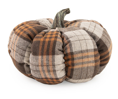 Large Plush Brown Plaid Pumpkin