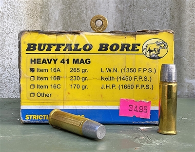 BUFFALO BORE 41 MAGNUM 265gr LWN HARD CAST LEAD 20rd BOX