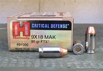 HORNADY CRITICAL DEFENSE 9x18 MAKAROV 95gr FTX 25rd BOX