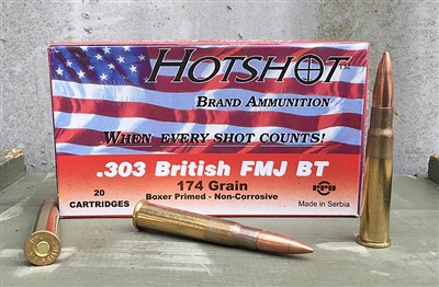 PPU HOTSHOT 303 BRITISH 174gr FMJ BT 20rd BOX