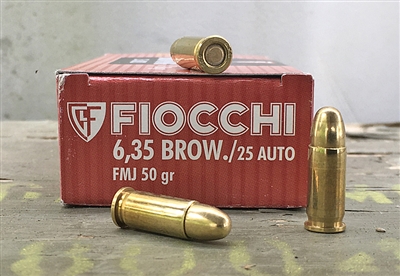 FIOCCHI 25 AUTO (6.35 BROWNING) 50gr FMJ 50rd BOX