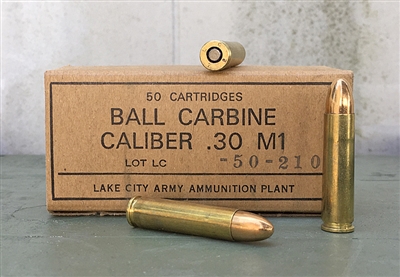 LAKE CITY USGI SURPLUS 30 CARBINE M1 FMJ 50rd BOX