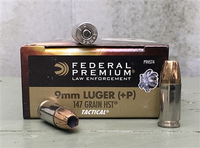 FEDERAL 9mm LUGER +P 147gr HST 50rd BOX