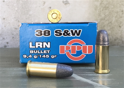 PPU 38 S&W 145gr LEAD ROUND NOSE 50rd BOX