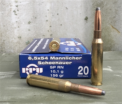 PPU 6.5x54mm MANNLICHER SCHOENAUER 156gr SP RN 20rd BOX