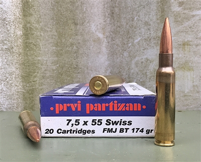 PPU 7.5x55mm SWISS 174gr FMJ BT 20rd BOX