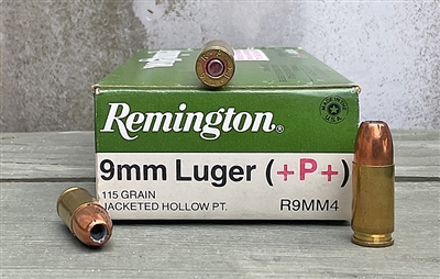 REMINGTON 9mm LUGER +P+ 115gr JHP 50rd BOX