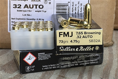 S&B 32 AUTO (32 ACP) 73gr FMJ 50rd BOX