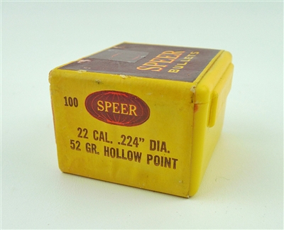 SPEER 22 CALIBER 52 GRAIN HOLLOW POINT BULLETS