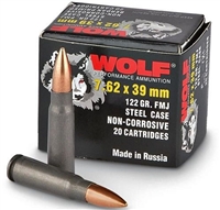 WOLF PERFORMANCE 7.62x39mm 122gr FMJ 1000rd CASE