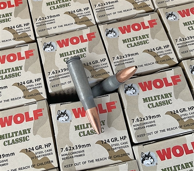 WOLF 7.62x39mm 124gr HOLLOW POINT 500rd PACK
