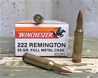 WINCHESTER 222 REMINGTON 55gr FMC 20rd BOX